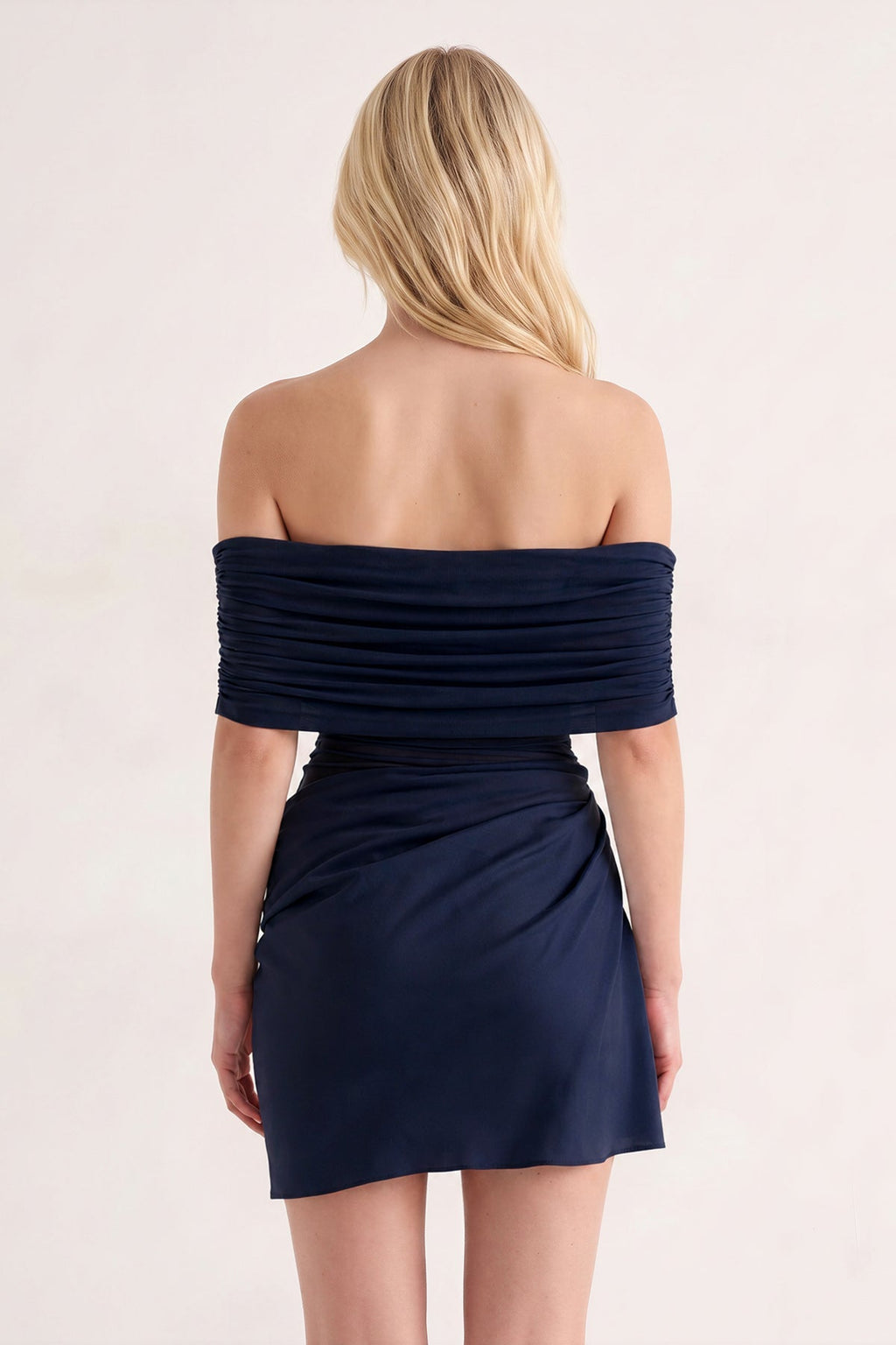 Aqua Off the Shoulder Sheath Ruched Tulle Homecoming Dress