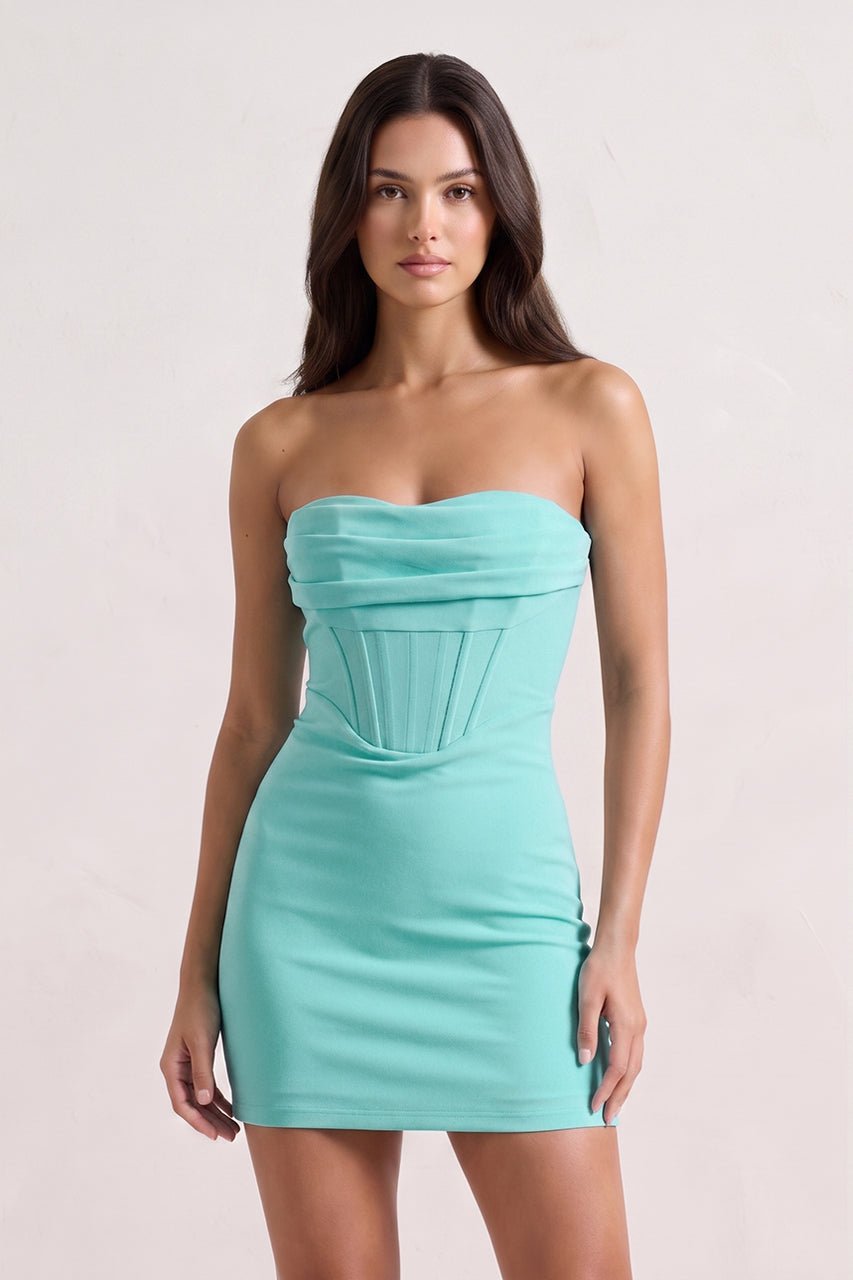 Strapless Yellow Corset Bodycon Short Satin Homecoming Dress