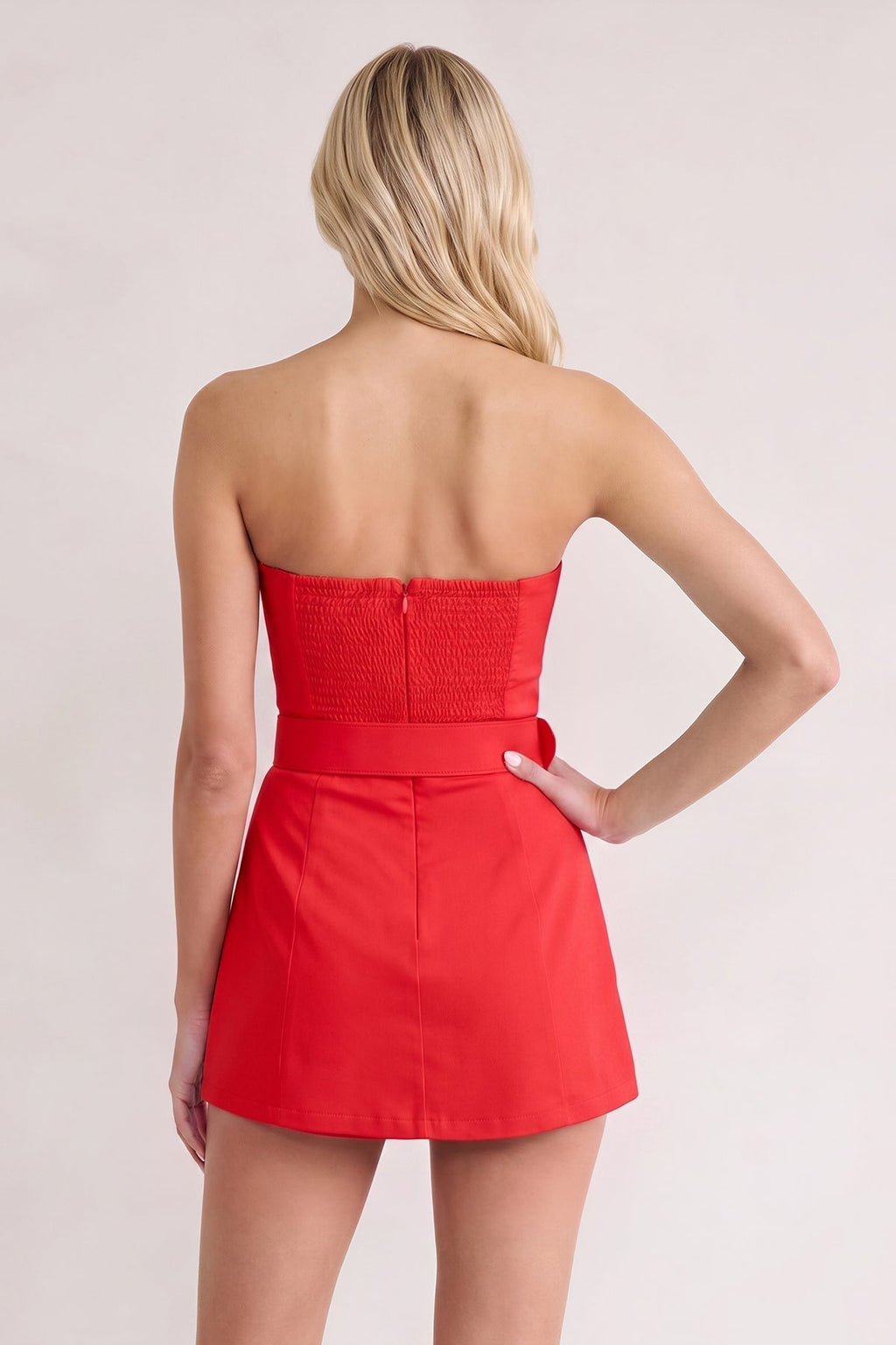 Aqua Strapless Sheath Satin Homecoming Dress with Belt