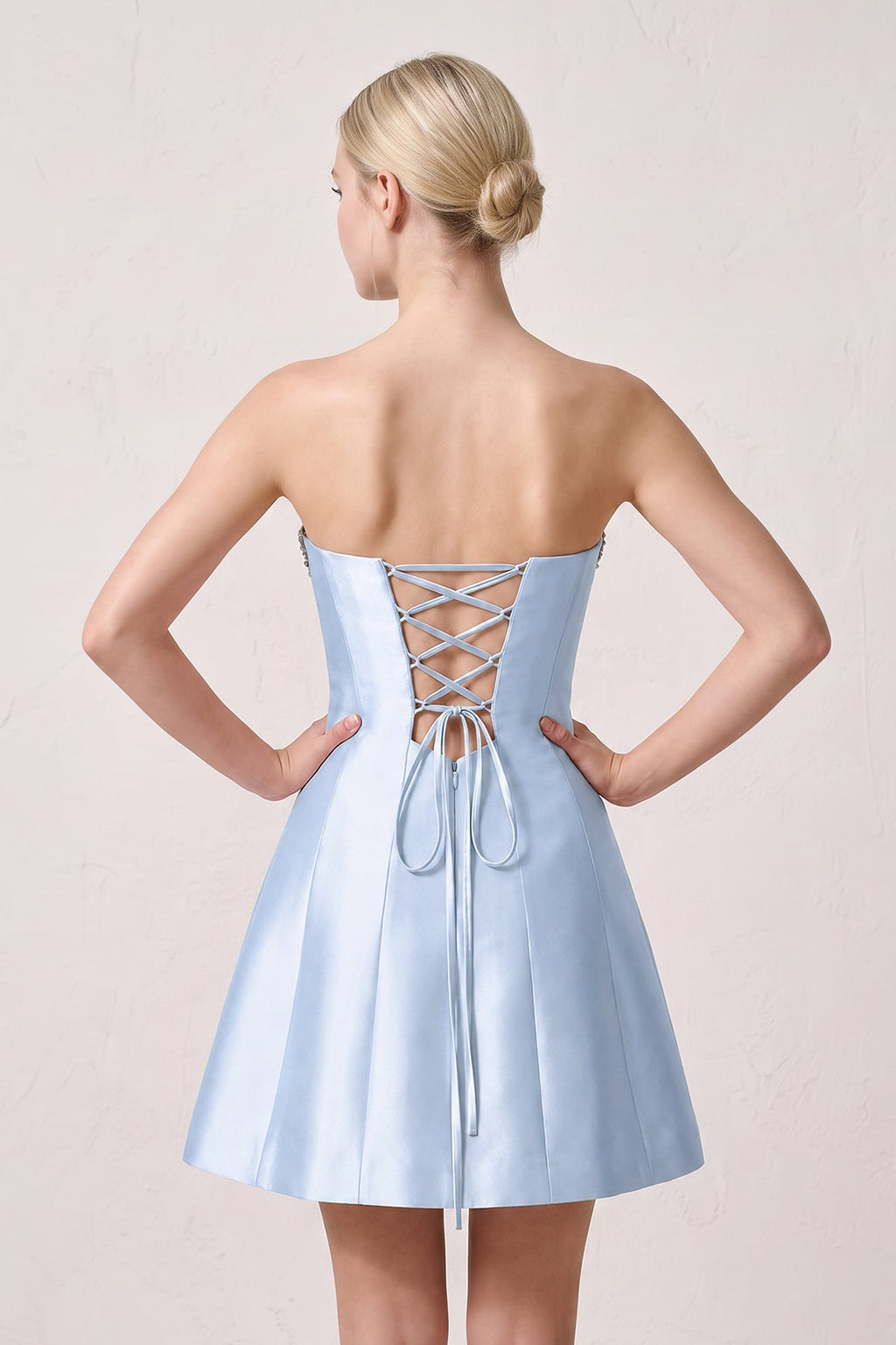 Candy Pink Rhinestones Satin Strapless A-Line Homecoming Dress