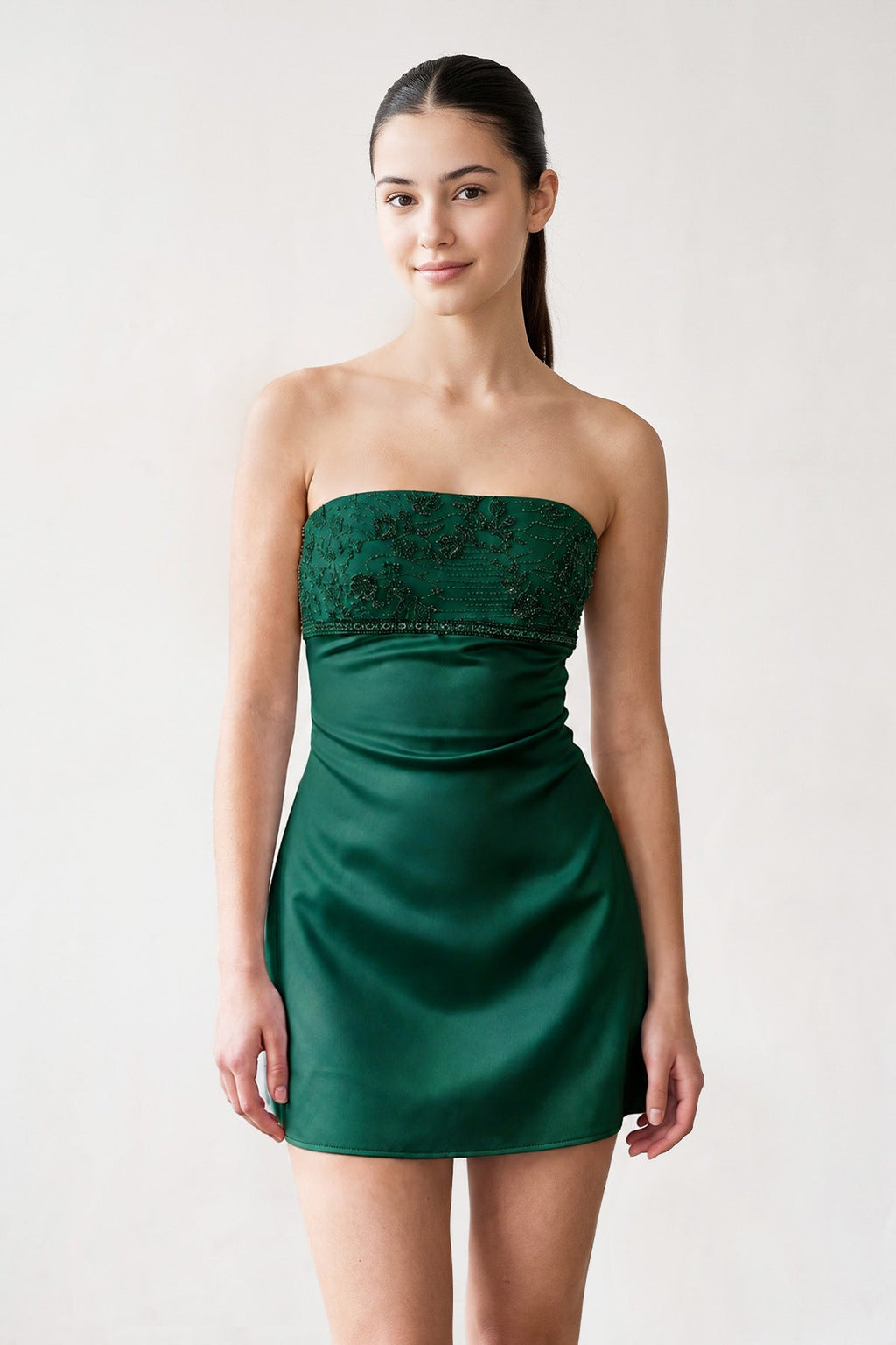 Aqua Strapless Appliqued Satin Sheath Homecoming Dress