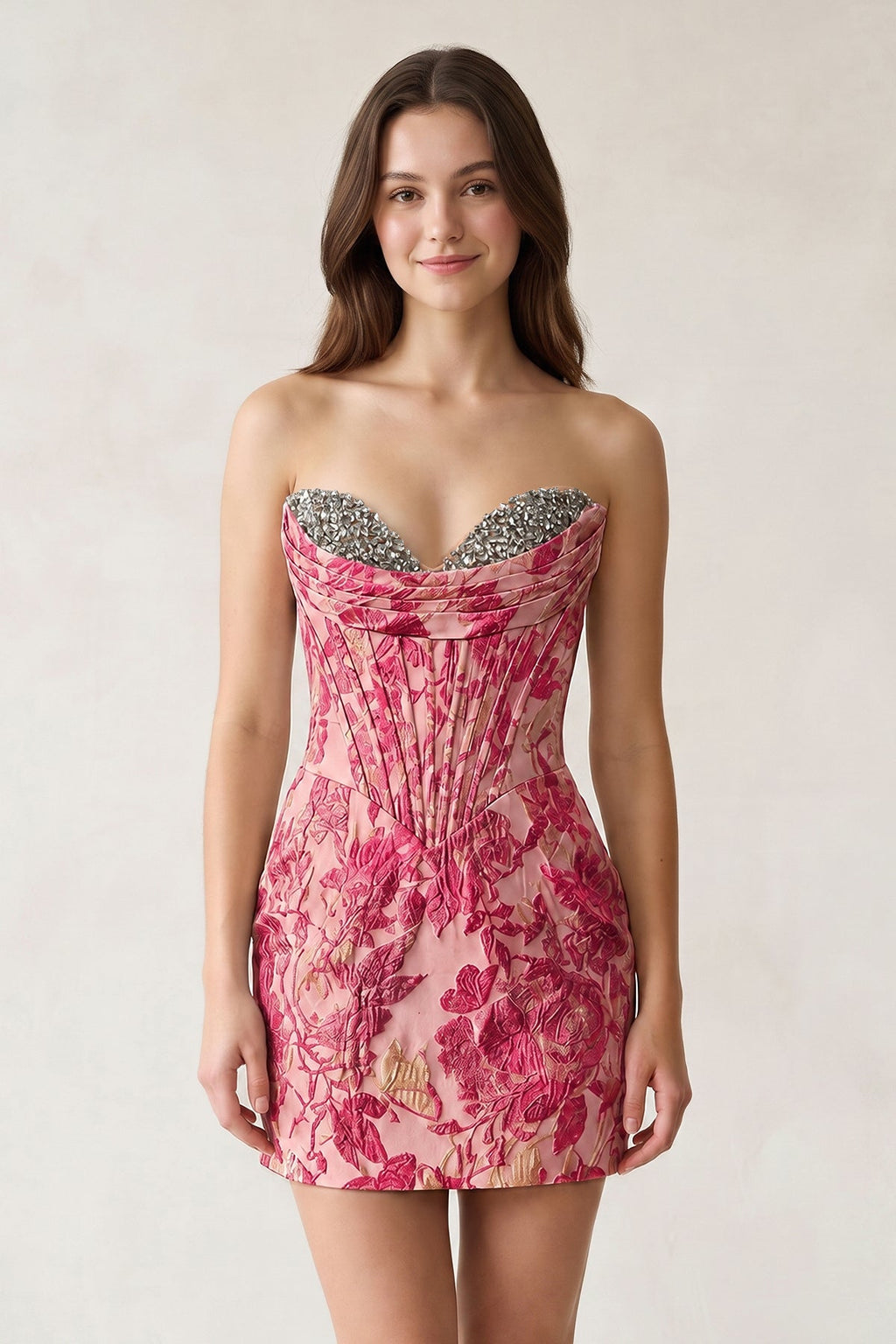 Blue Sweetheart Jacquard Sheath Corset Homecoming Dress