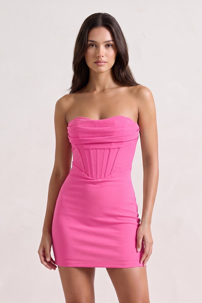 Strapless Yellow Corset Bodycon Short Satin Homecoming Dress
