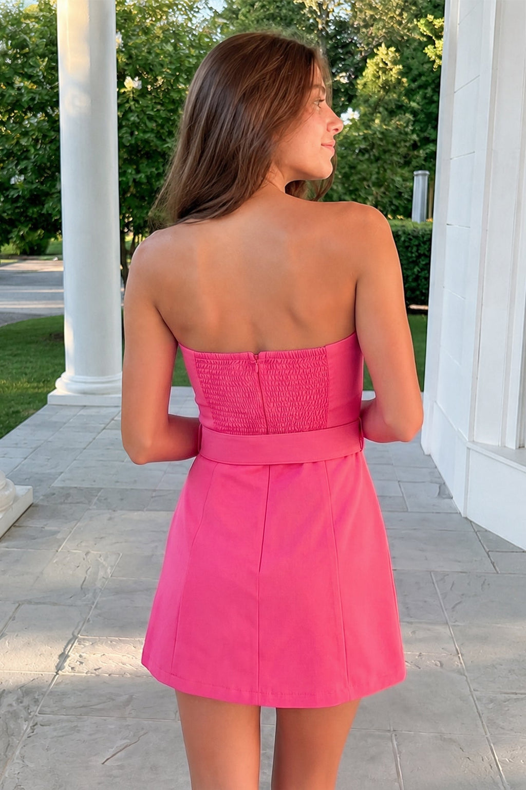 Aqua Strapless Sheath Satin Homecoming Dress with Belt