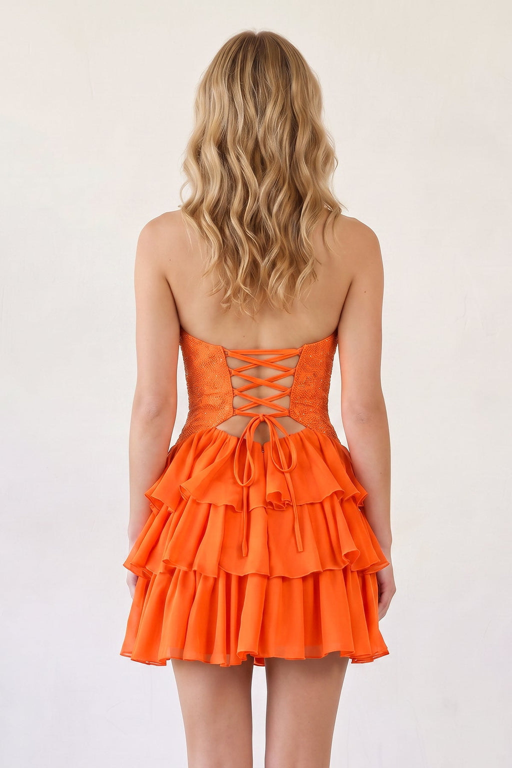 Navy Blue Sweetheart Cut-Out Ruffled A-Line Satin Beaded Homecoming Dress