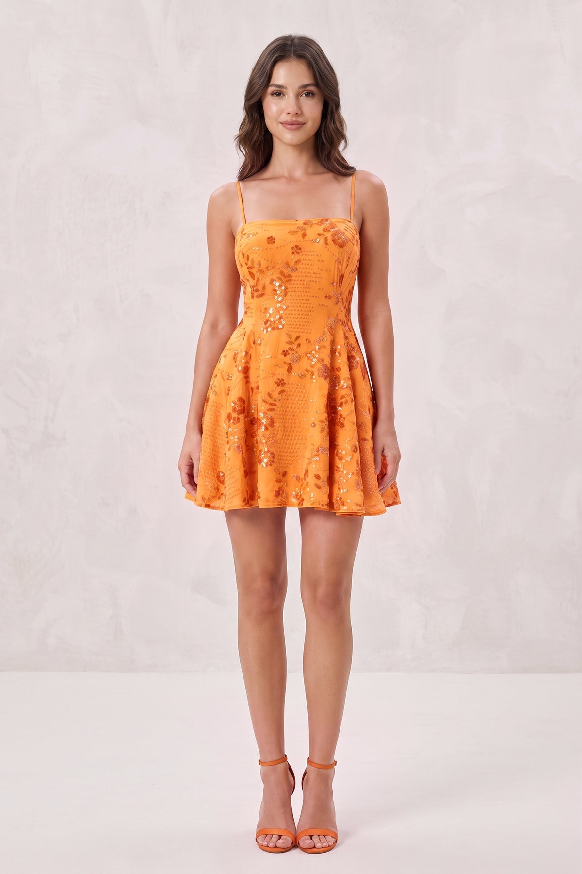 Pink Spaghetti Straps A-Line Sequined Chiffon Homecoming Dress
