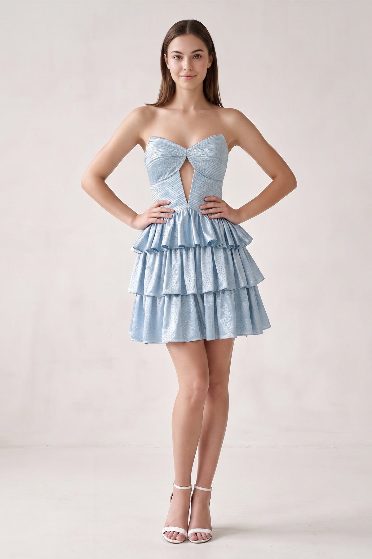 Orange Sweetheart A-Line Tiered Cut-Out Homecoming Dress With Beading