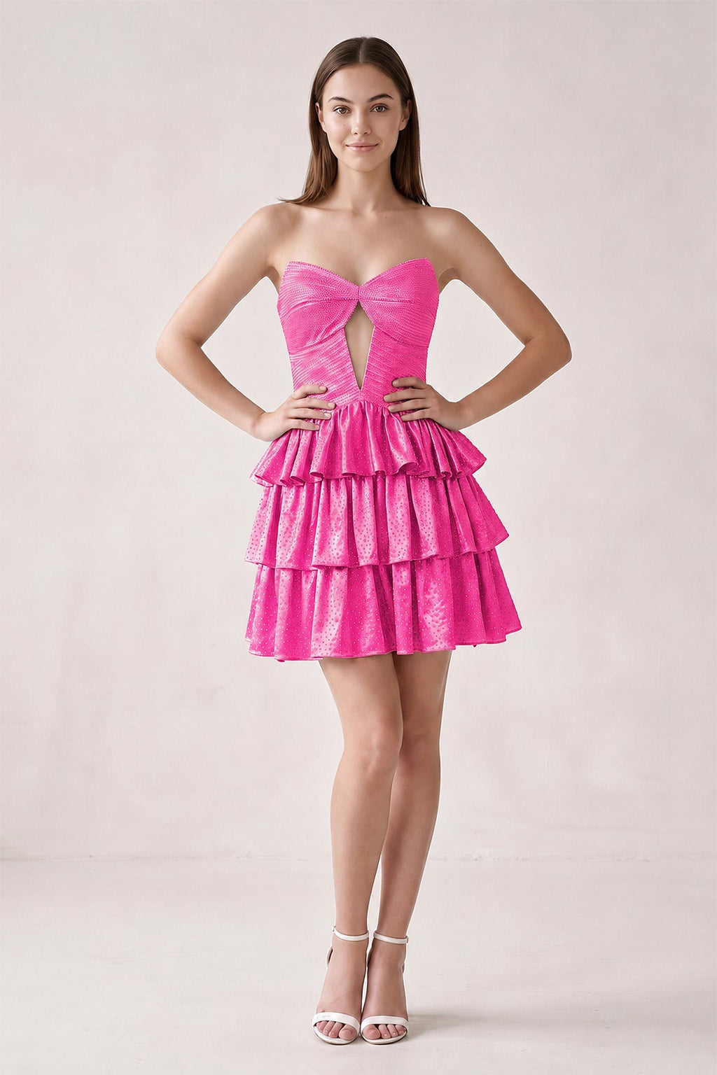 Orange Sweetheart A-Line Tiered Cut-Out Homecoming Dress With Beading