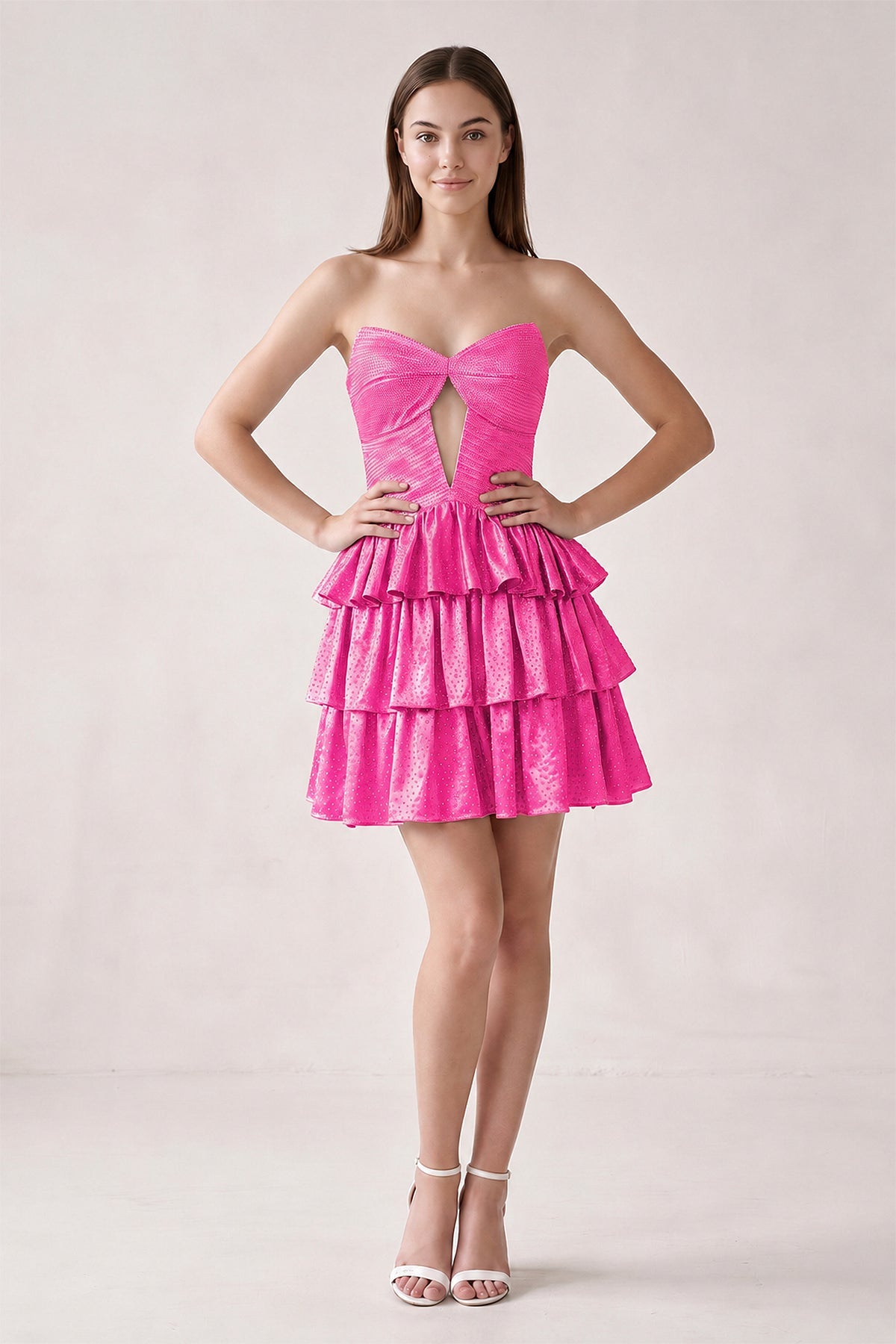 Orange Sweetheart A-Line Tiered Cut-Out Homecoming Dress With Beading