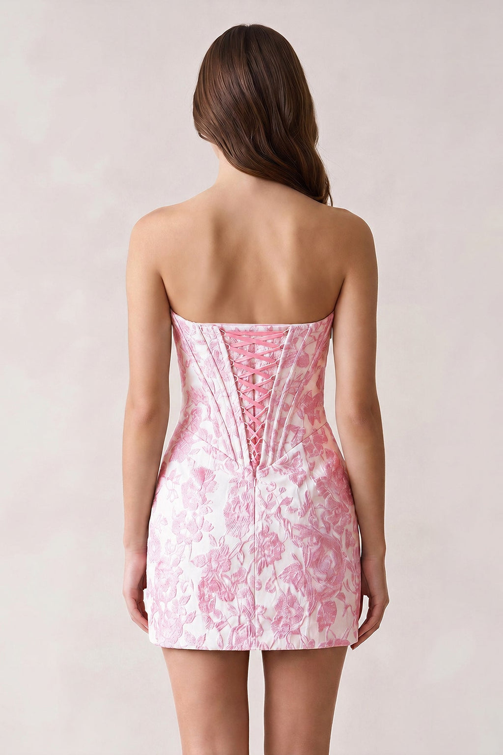 Blue Sweetheart Jacquard Sheath Corset Homecoming Dress