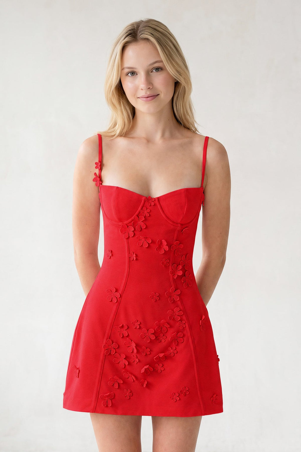 Pink A-Line Appliqued Spaghetti Straps Short Homecoming Dress