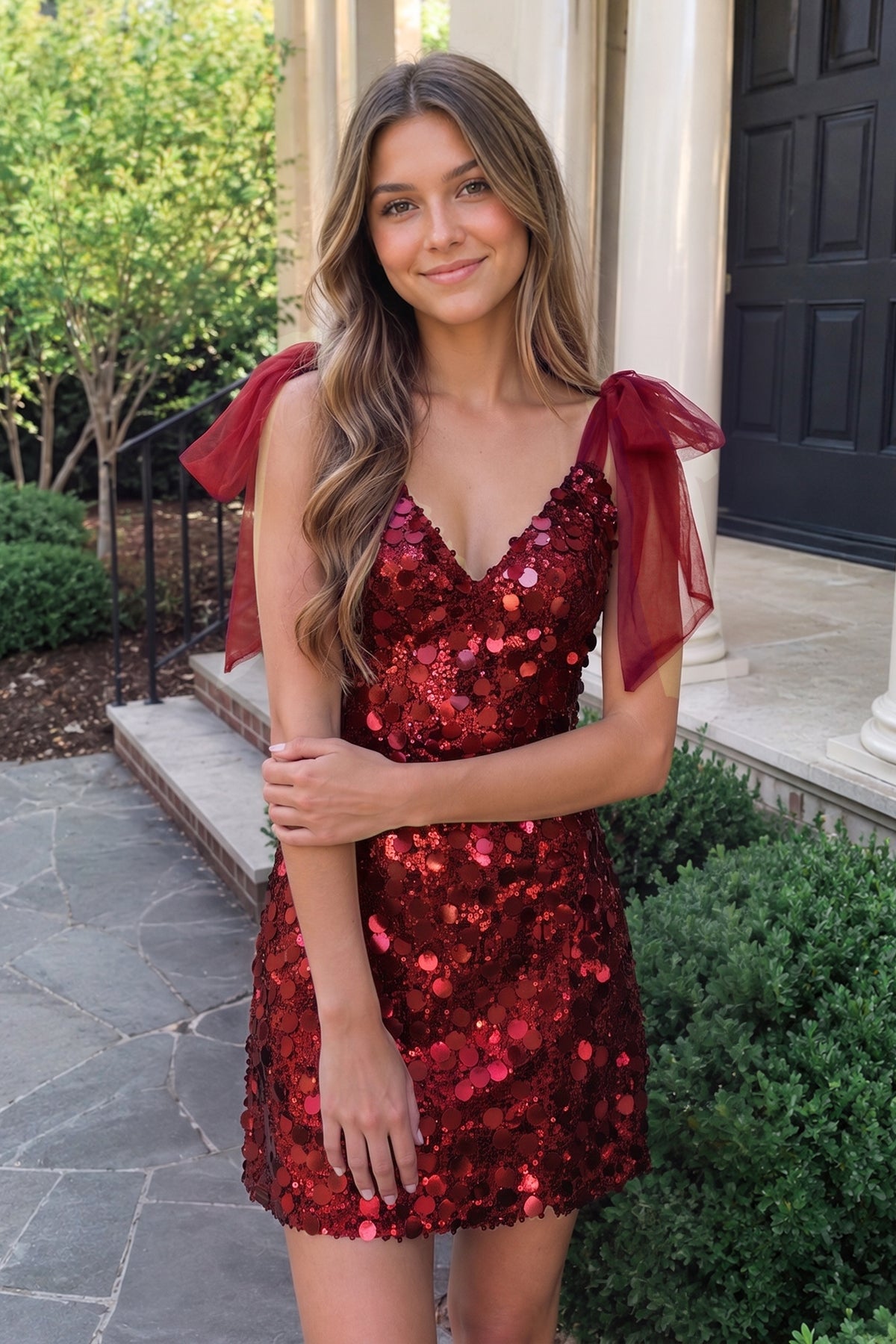 Silver Sparkly V-Neck A-Line Sequin Homecoming Dress