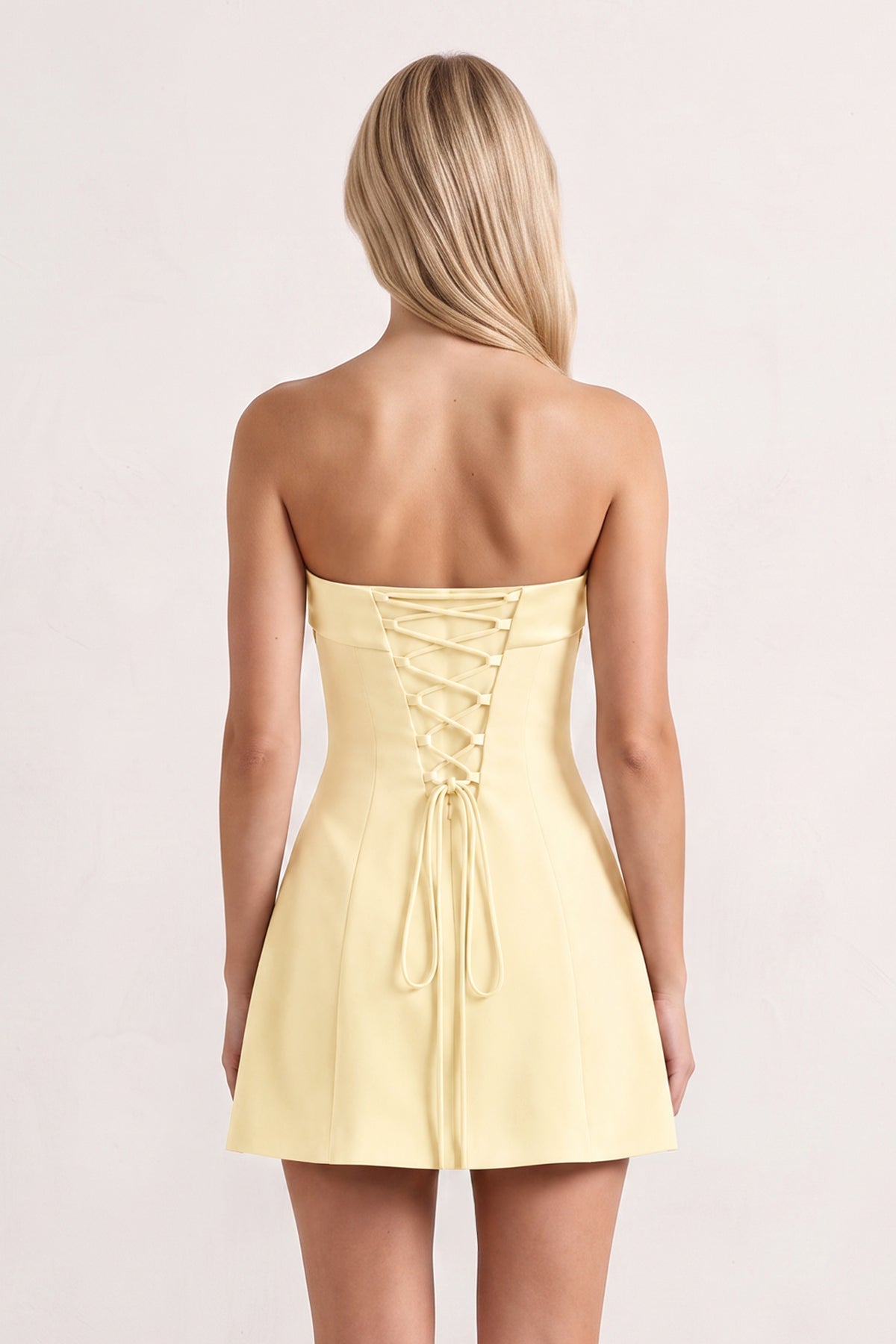 Sky Blue Bowknot Strapless Sheath Satin Homecoming Dress