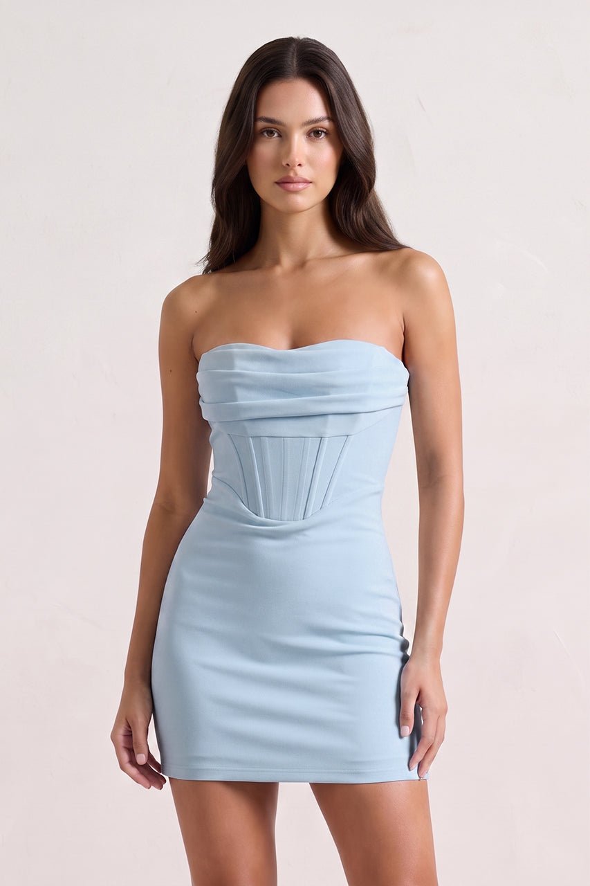 Strapless Yellow Corset Bodycon Short Satin Homecoming Dress