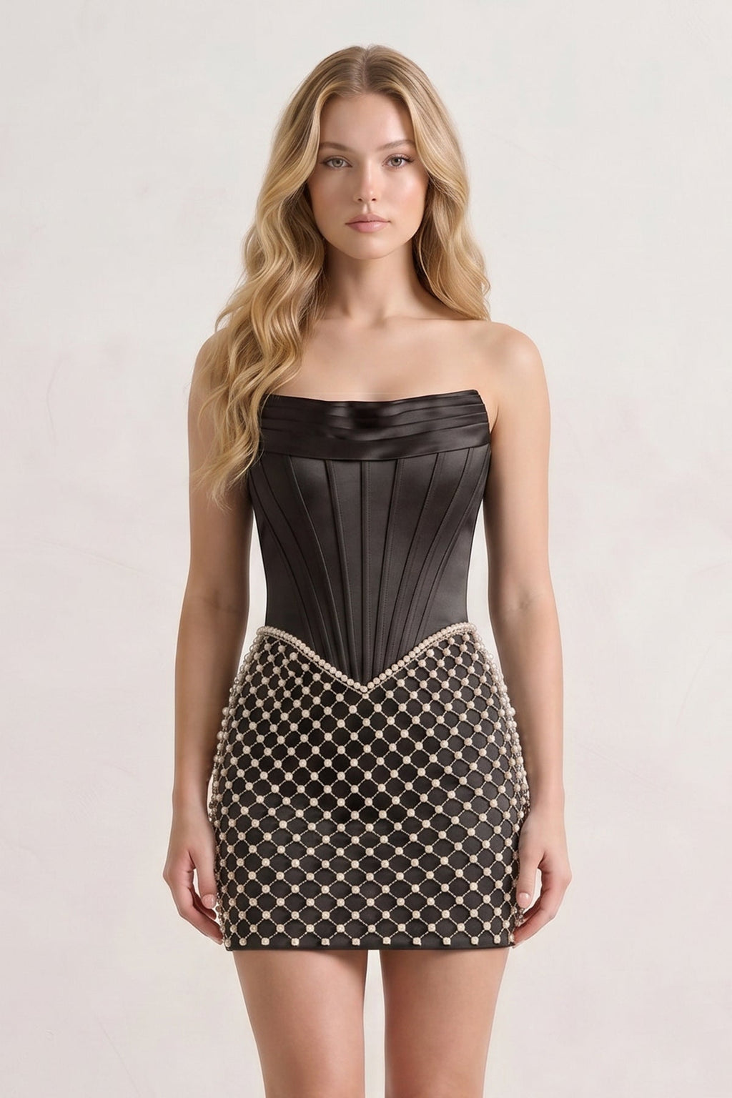 Yellow Corset Strapless Sheath Satin Homecoming Dress With Pearl