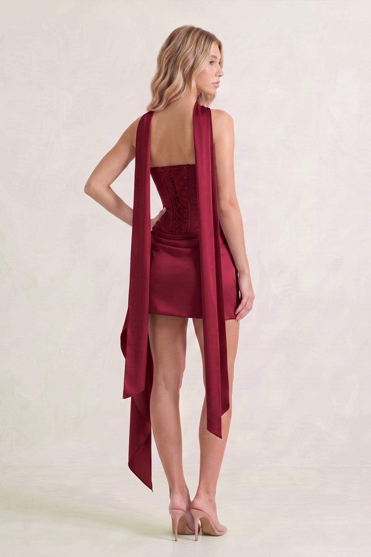Yellow Strapless Bodycon Satin Corset Homecoming Dress With Ribbon